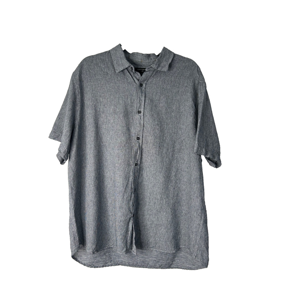 Banana Republic Slim Fit Linen Button Up Shirt Men's Size XL Grey Short Sleeve